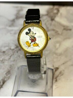 Vintage Lorus Disney Mickey Mouse Watch Women Black Band JV811-1410 New Battery